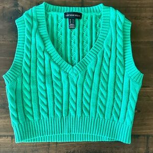 Sheinwear Bright Green Cable Knit Vest